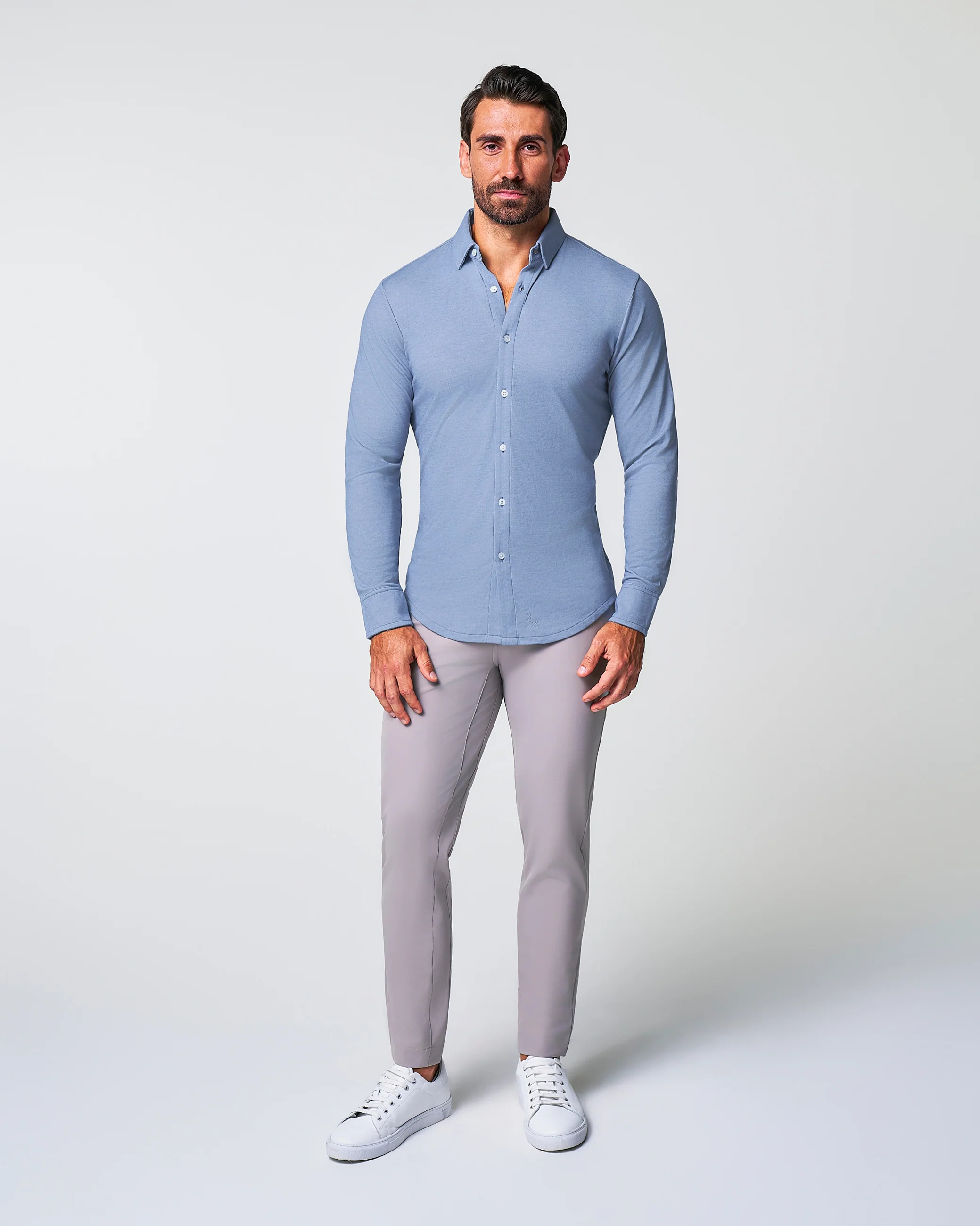 "The Dylan" Sky Blue Pique Button Down - Image 3