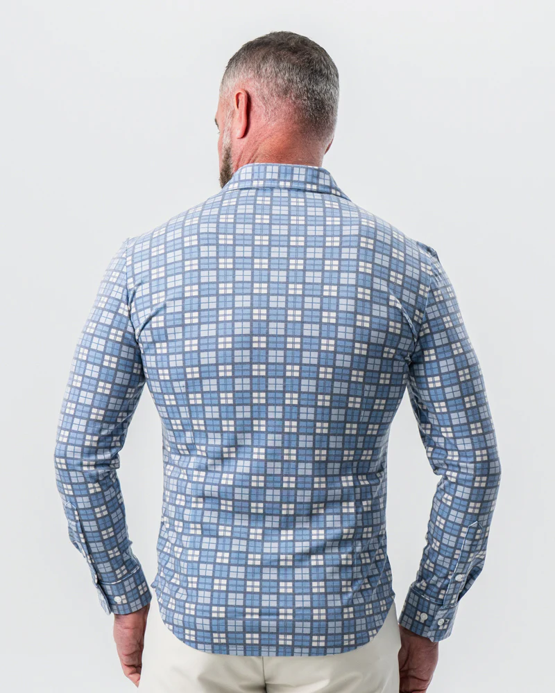"The Ellis" Blue, Tan & Teal Plaid Button Down - Image 4