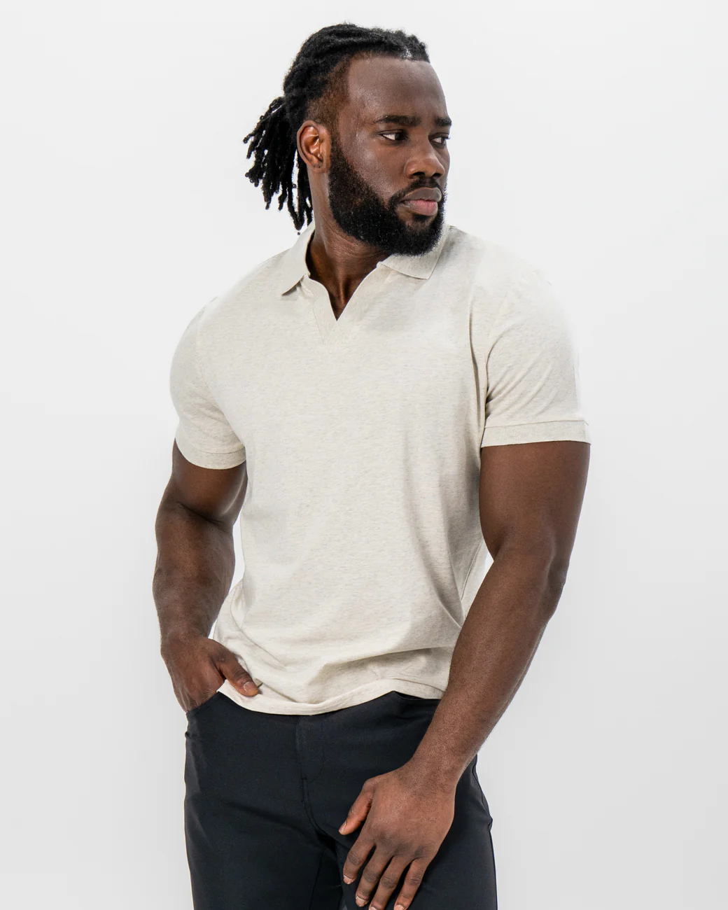 "The Glenn" Tan Buttonless Polo - Image 4