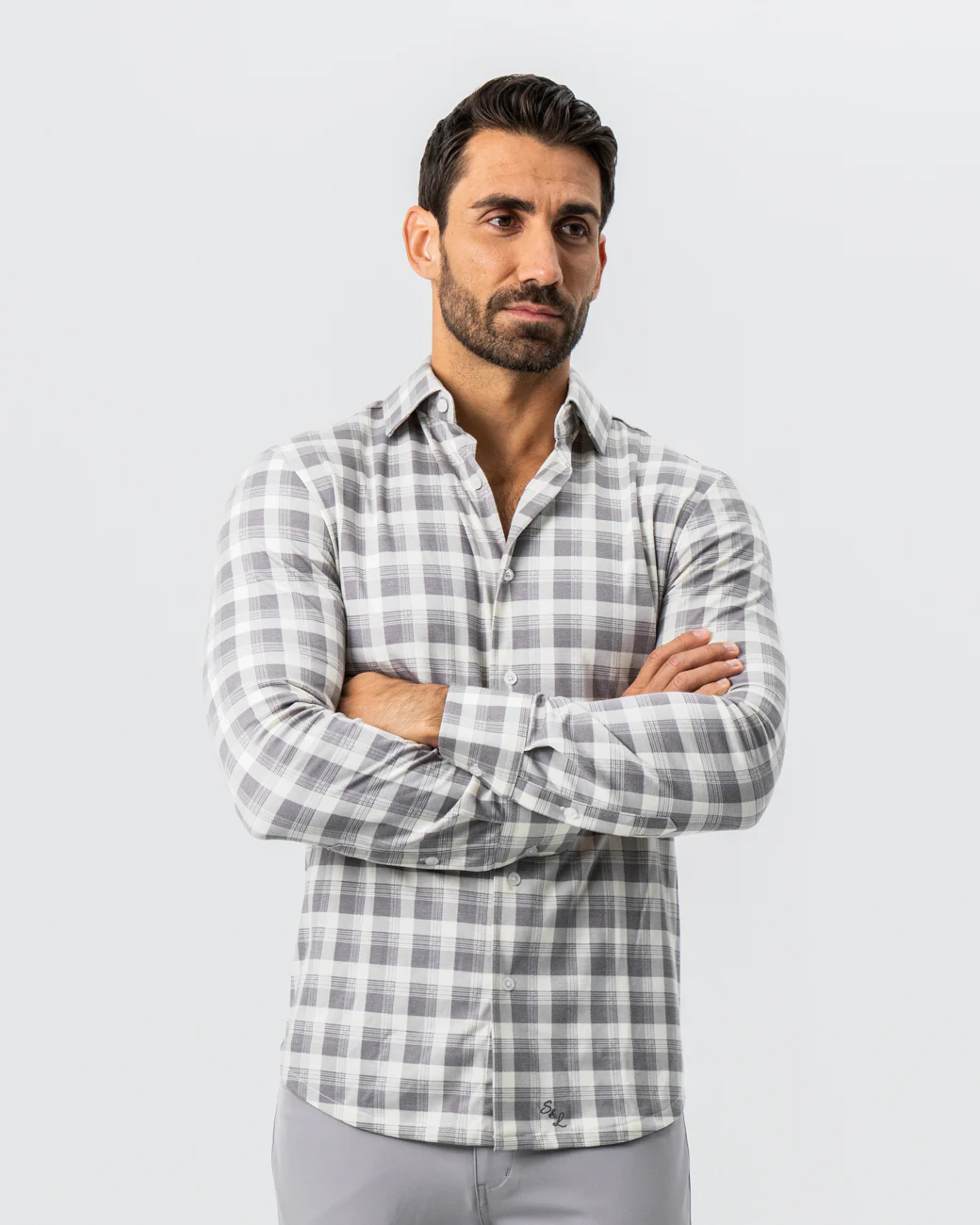 "The Holden" Grey Plaid Button Down - Image 8