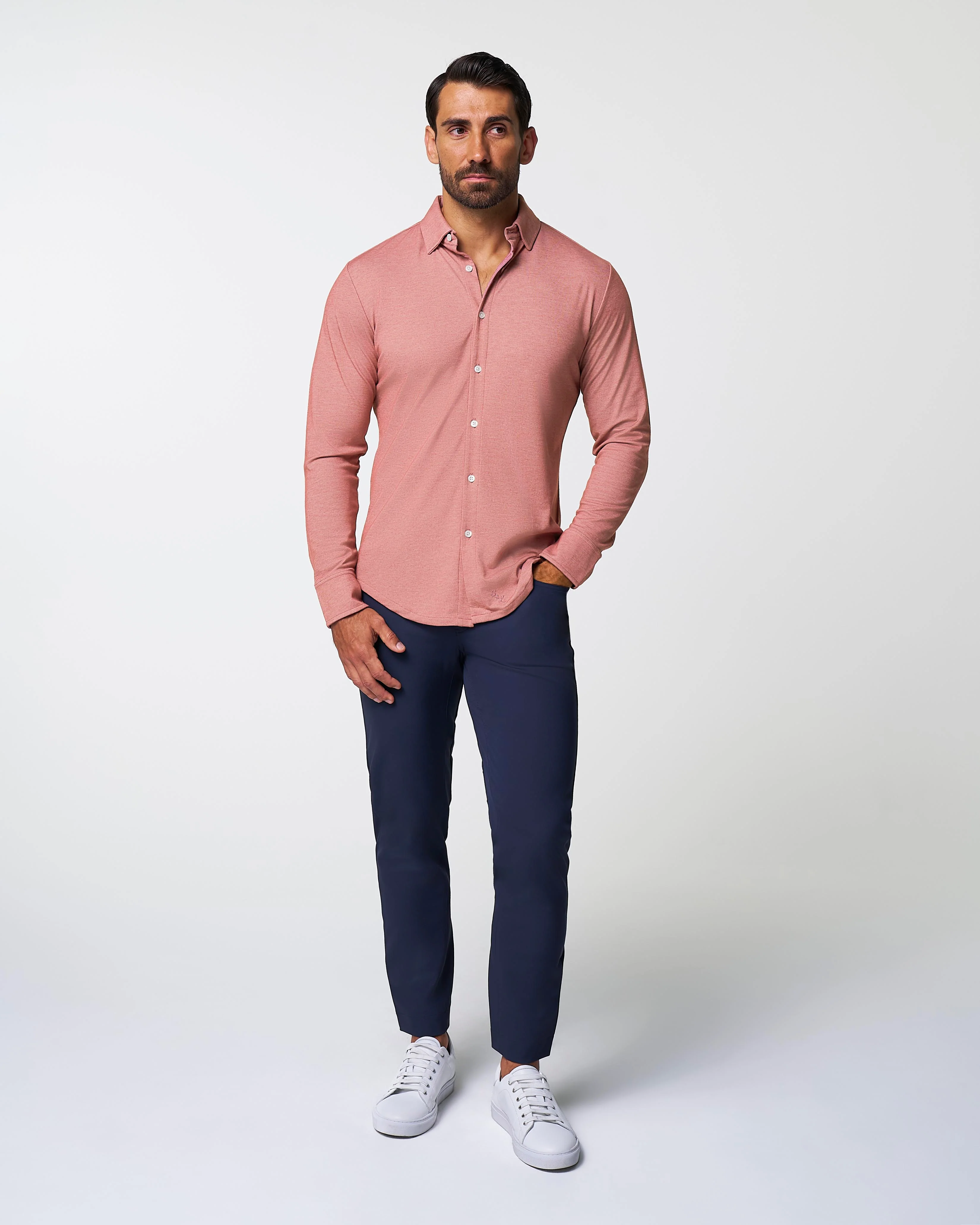 "The Jace" Maroon Pique Button Down - Image 4