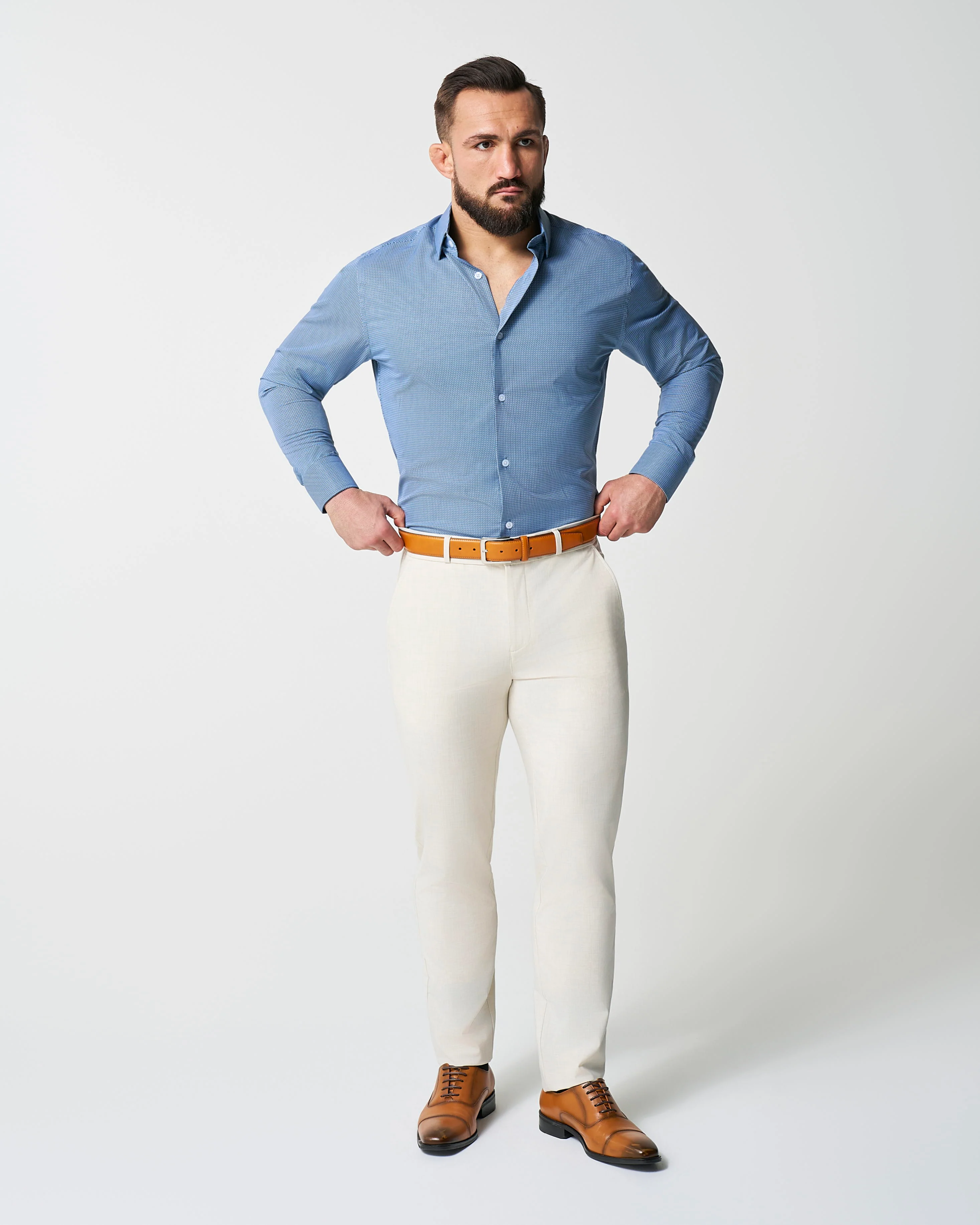 "The Lamar" Light Blue, Black & White Geo Weave - Image 3