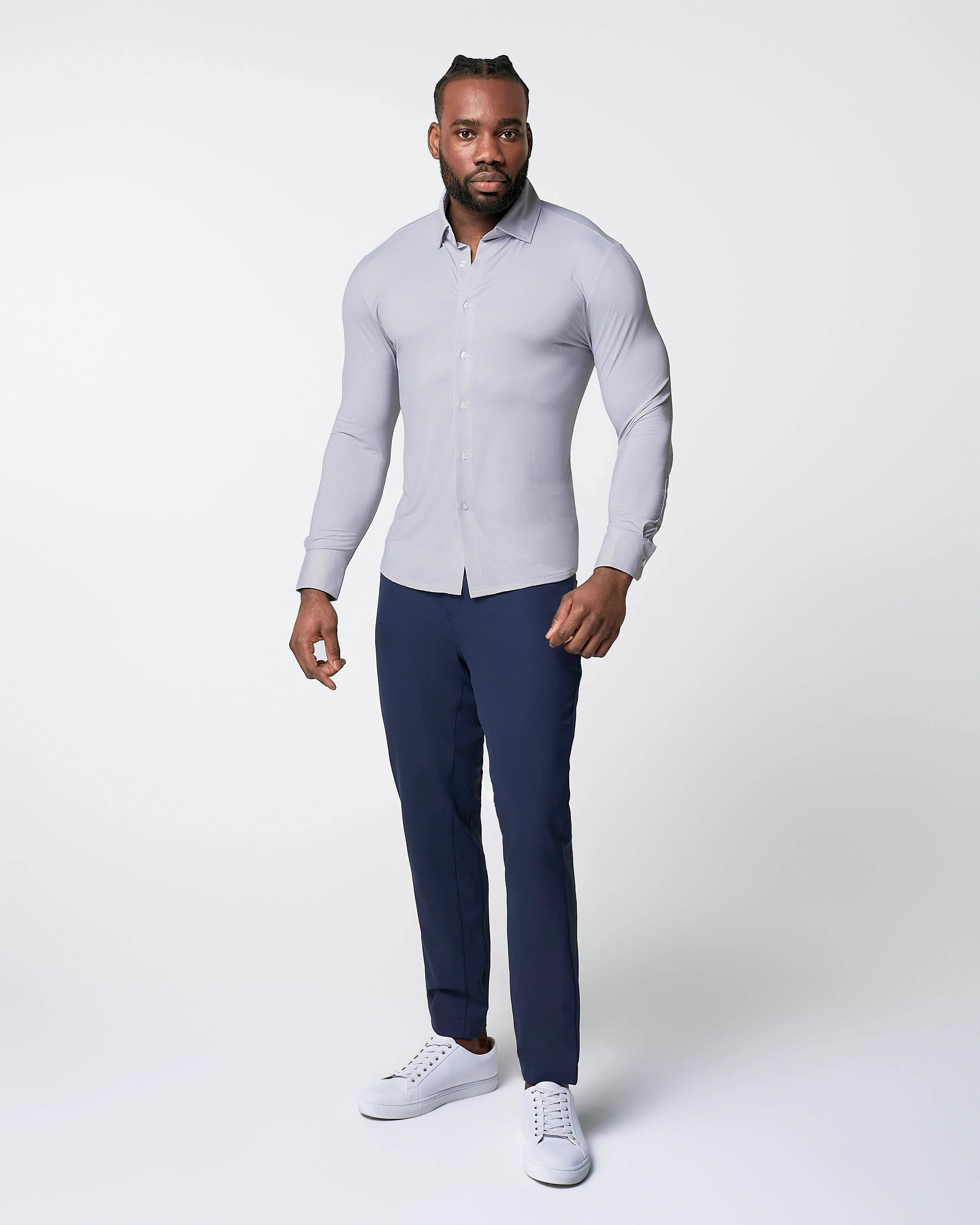 "The Larson" Sport Shirt - Grey & Big Dot - Image 3