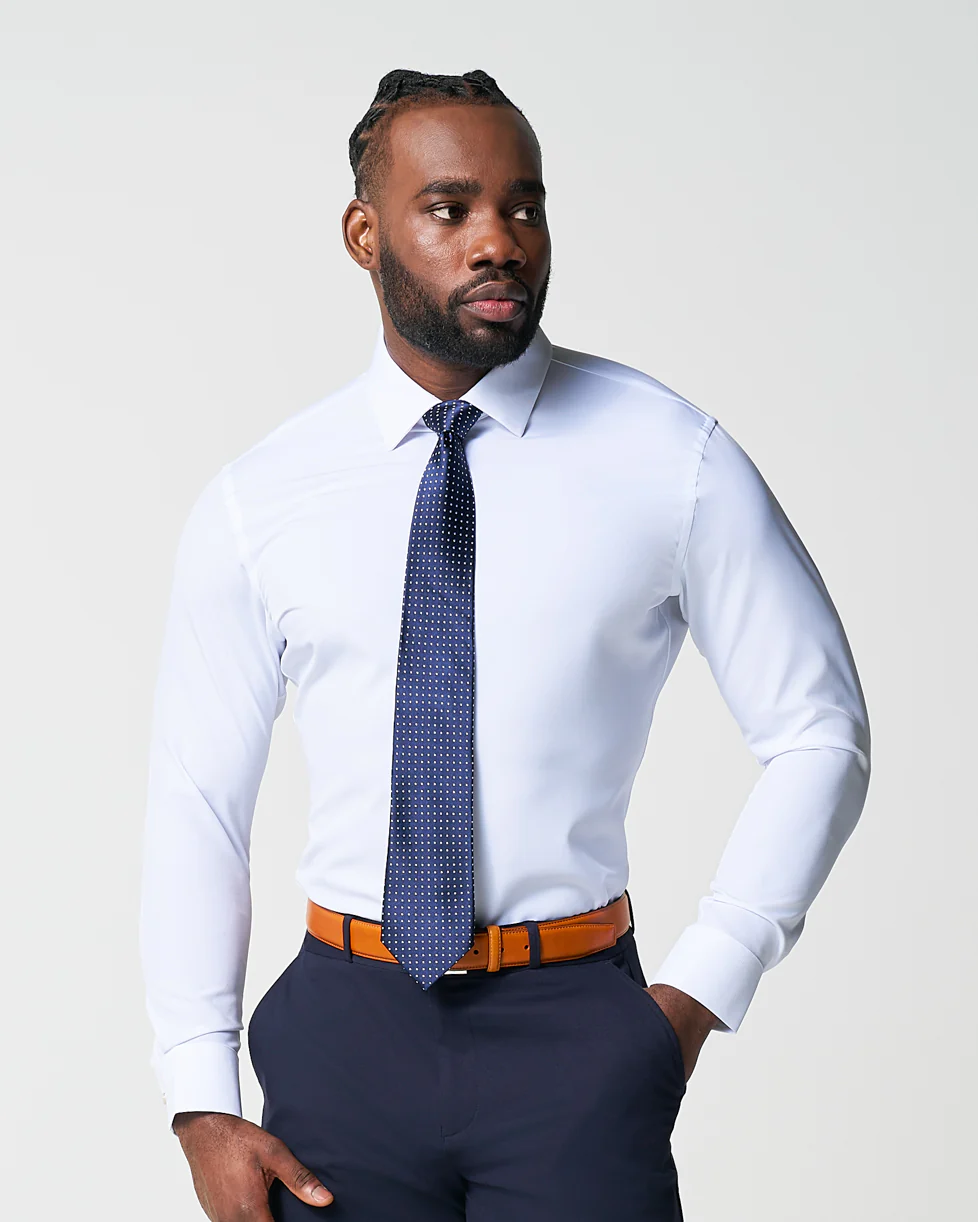 "The Leonardo" Solid White With Tortoise Shell Buttons - Classic Fit - Image 7