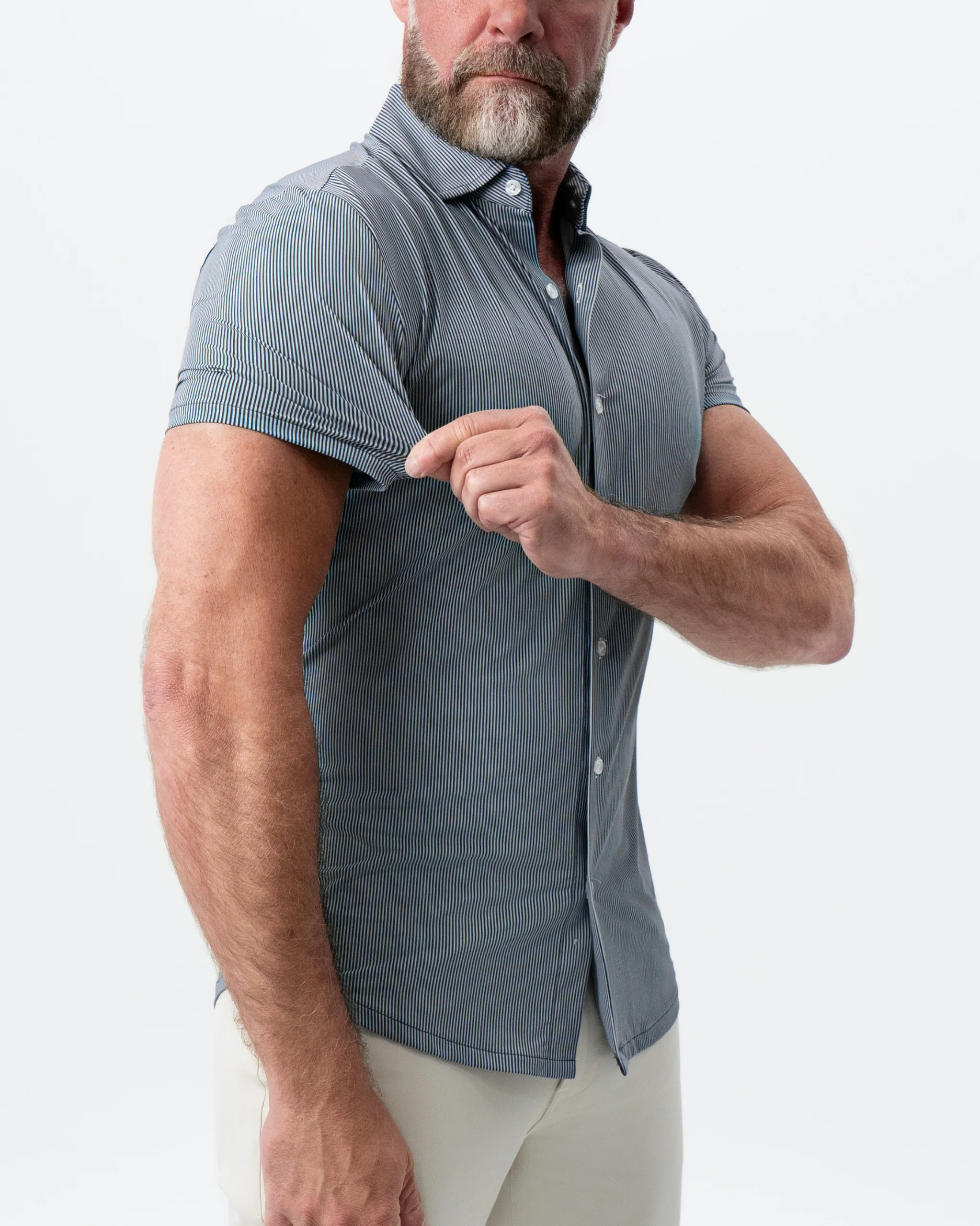 "The Lombardi" Navy Print Stripe - Image 2