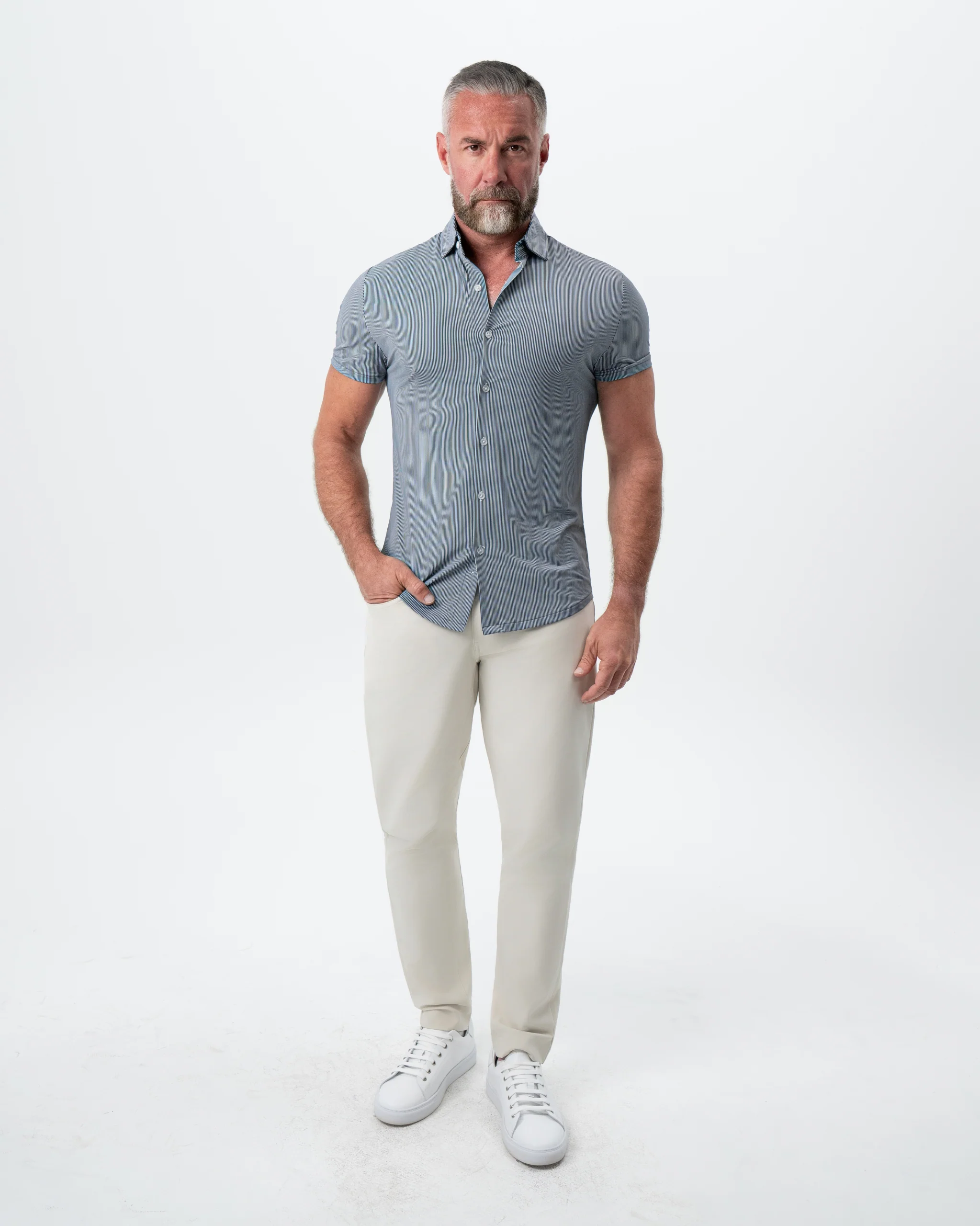 "The Lombardi" Navy Print Stripe - Image 4