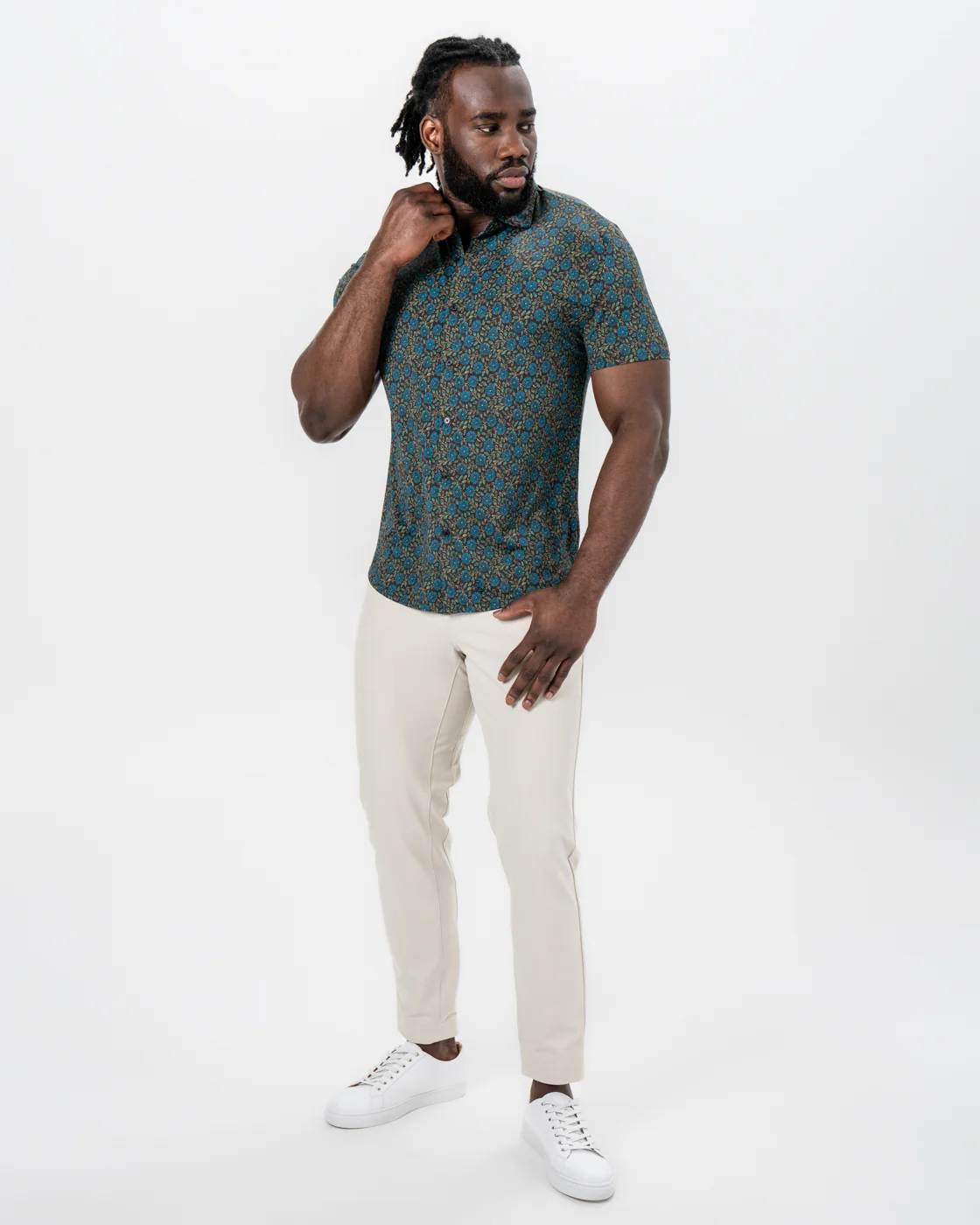 "The Lotus" Deep Brown Floral Print - Image 5