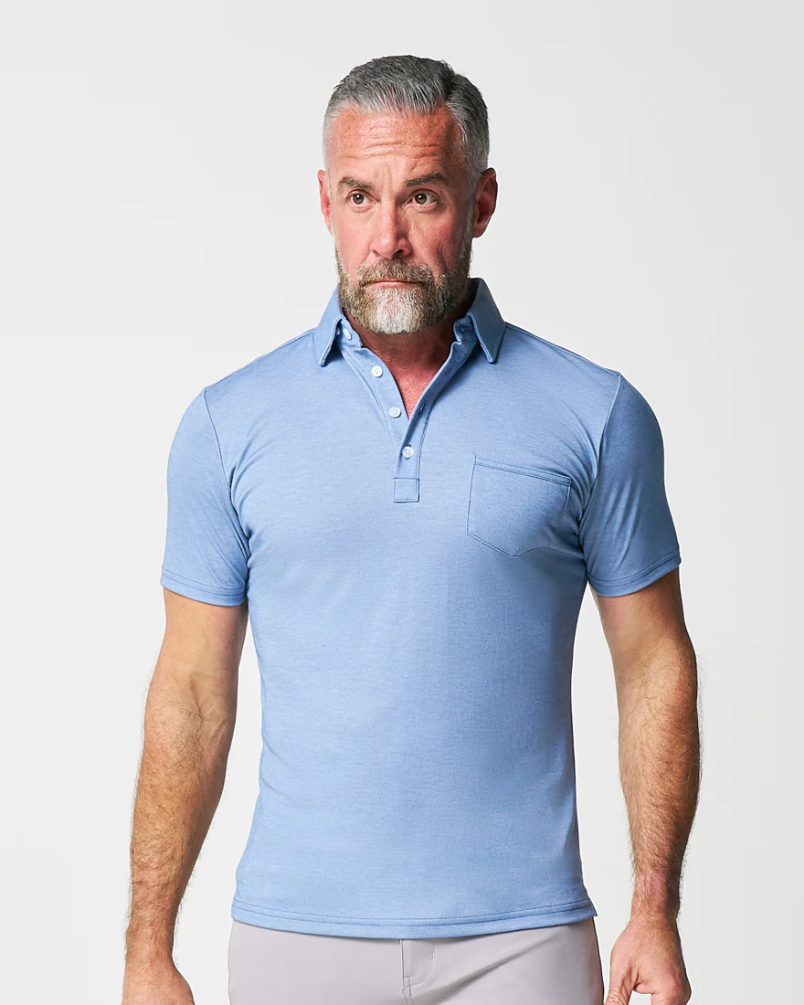 "The Matt" Sky Blue Pique Polo - Image 3