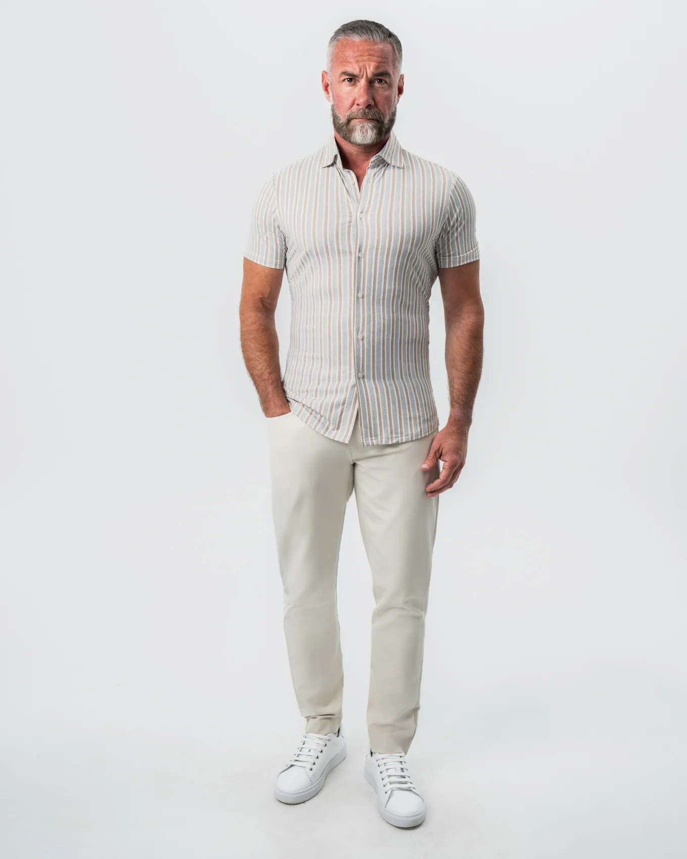 "The Maui" Light Blue & Brown Stripe - Image 3