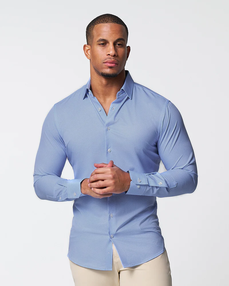 "The Morrison" Blue & White Mini Pattern - Classic Fit - Image 4