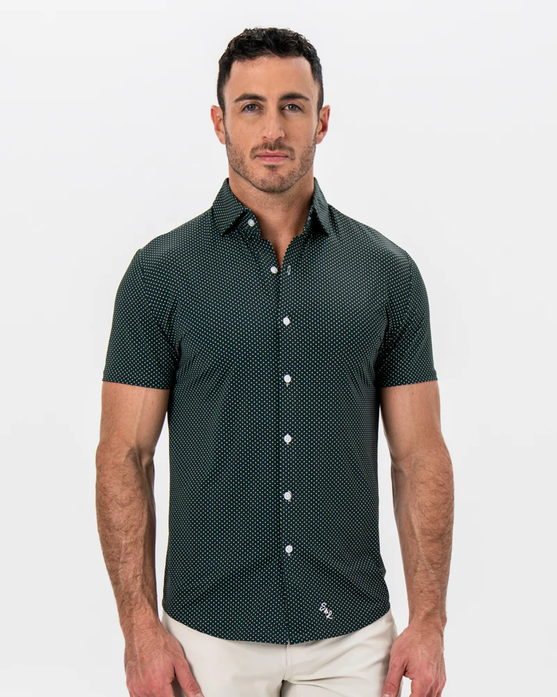 "The Palm" Green with White Mini Dot Print - Image 4