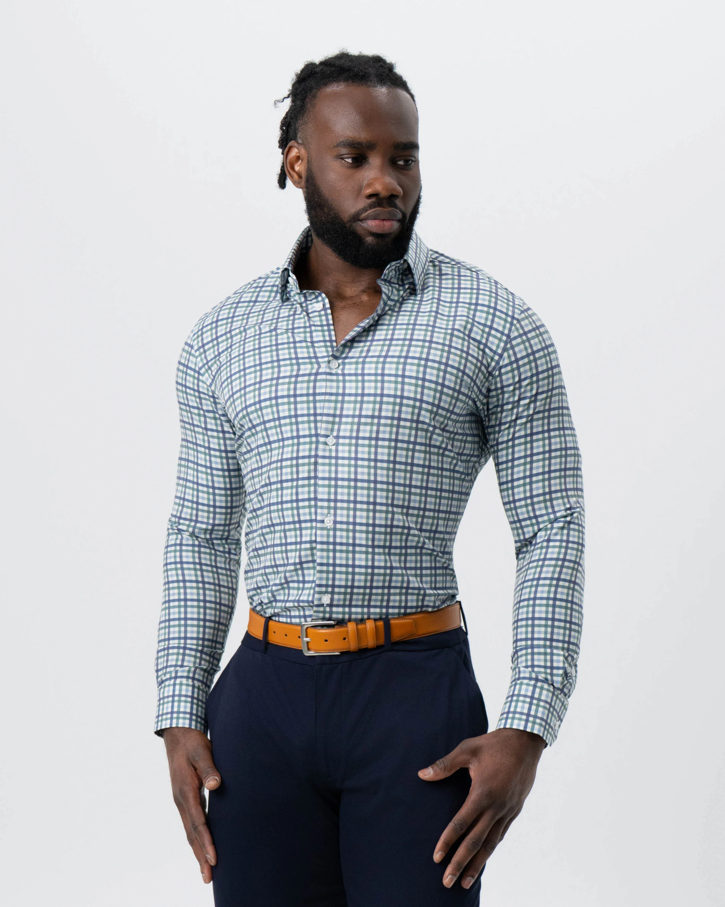 "The Parker" Navy, Light Blue and Pine Green Gingham - Image 8