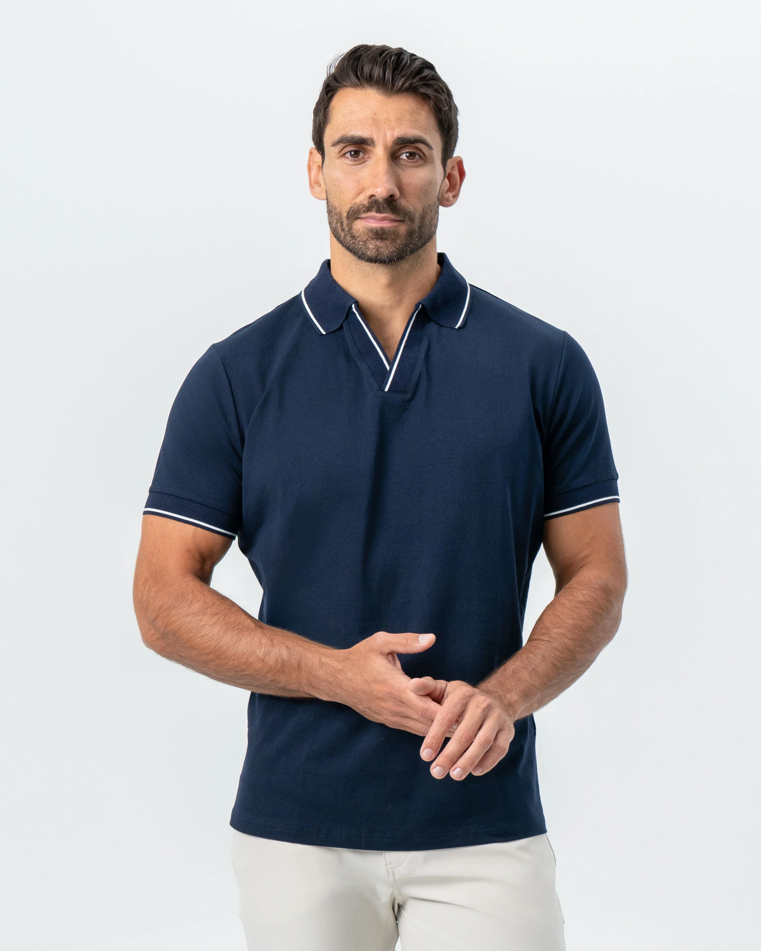 "The Rhett" Navy With White Tipped Polo - Image 4