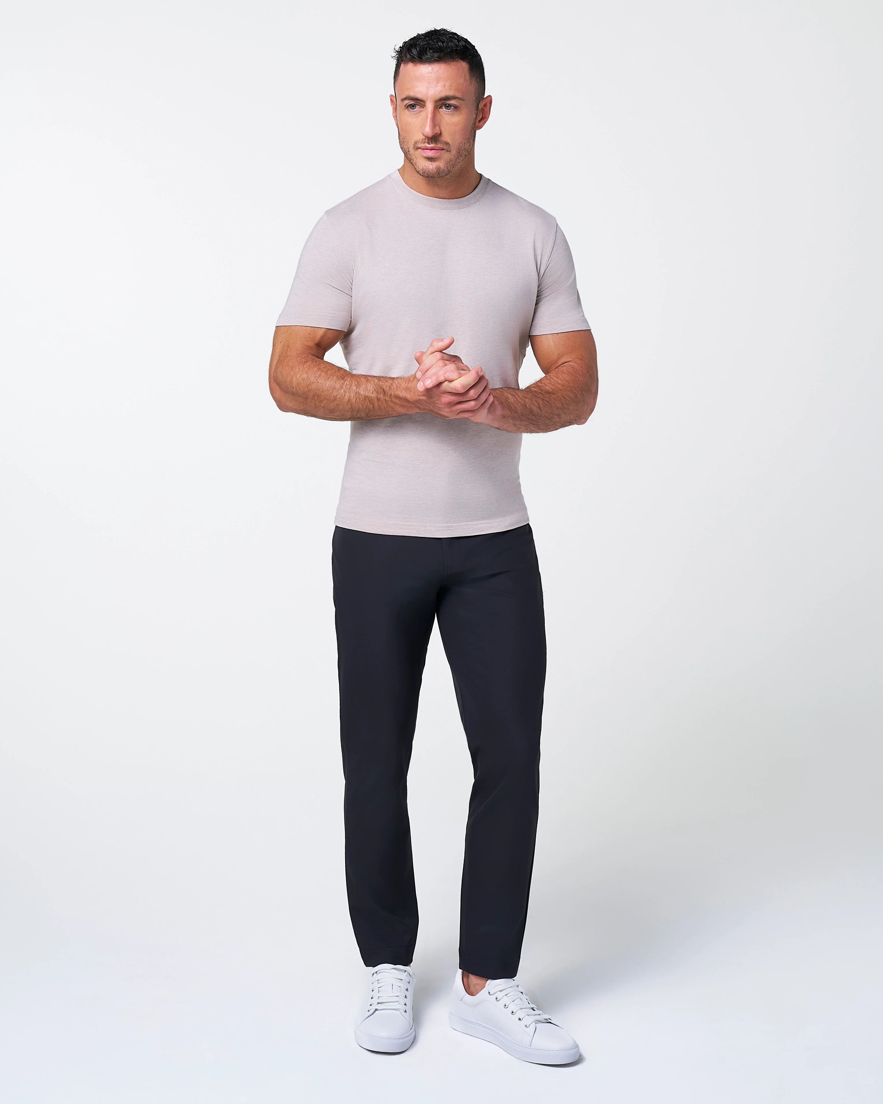 "The Sinclair" Heathered Cream Short Sleeve Crewneck - Image 4