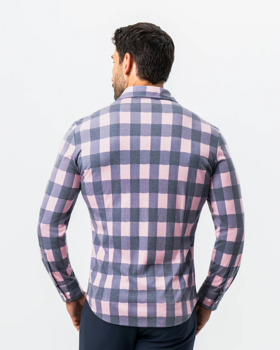 "The Summers" Pink & Navy Check Button Down - Image 4