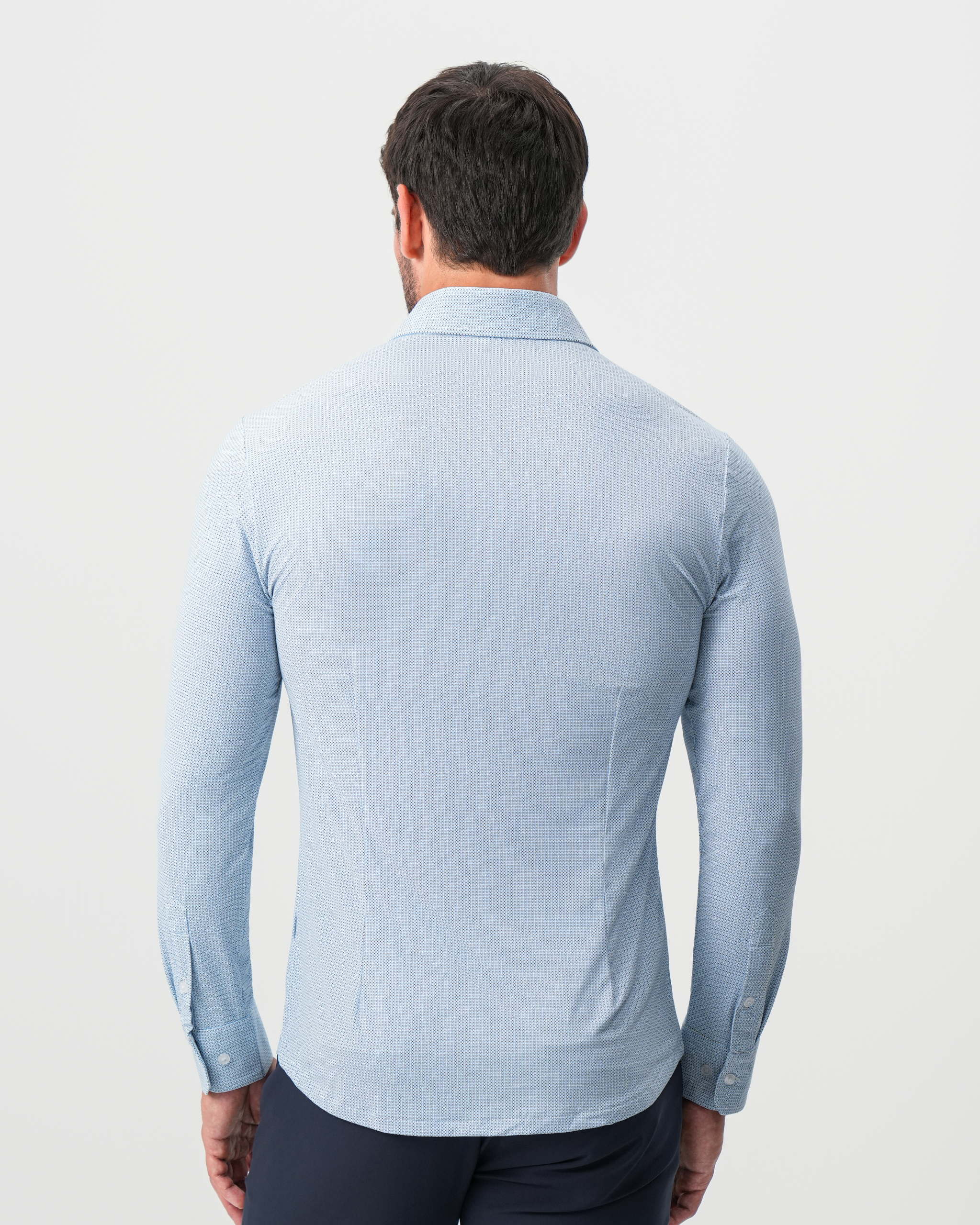 "The Wesley" Sport Shirt - Geo Light Blue & White Diamond - Image 4