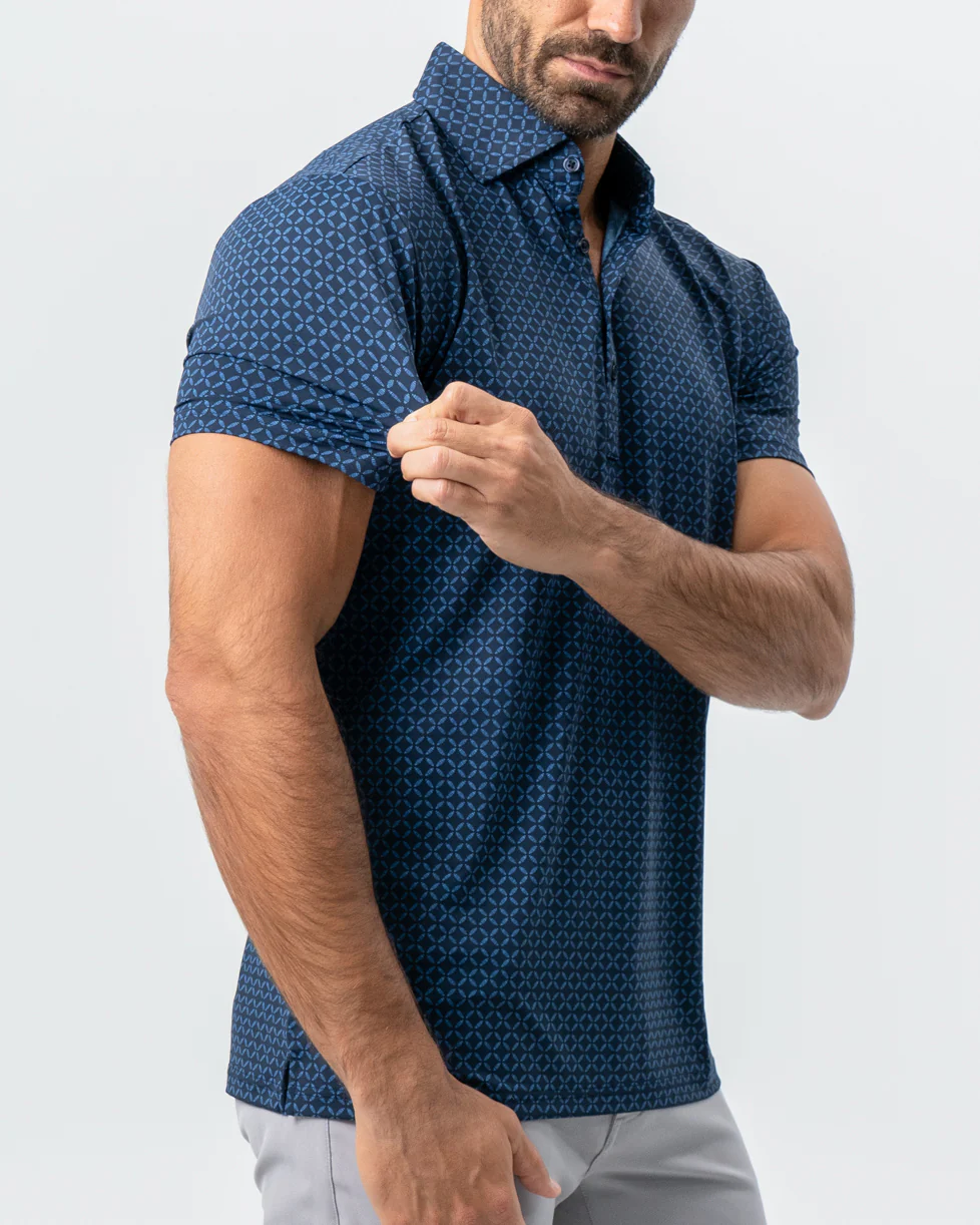 "The Zeus" Diamond Navy & Light Blue Circle Polo - Image 2