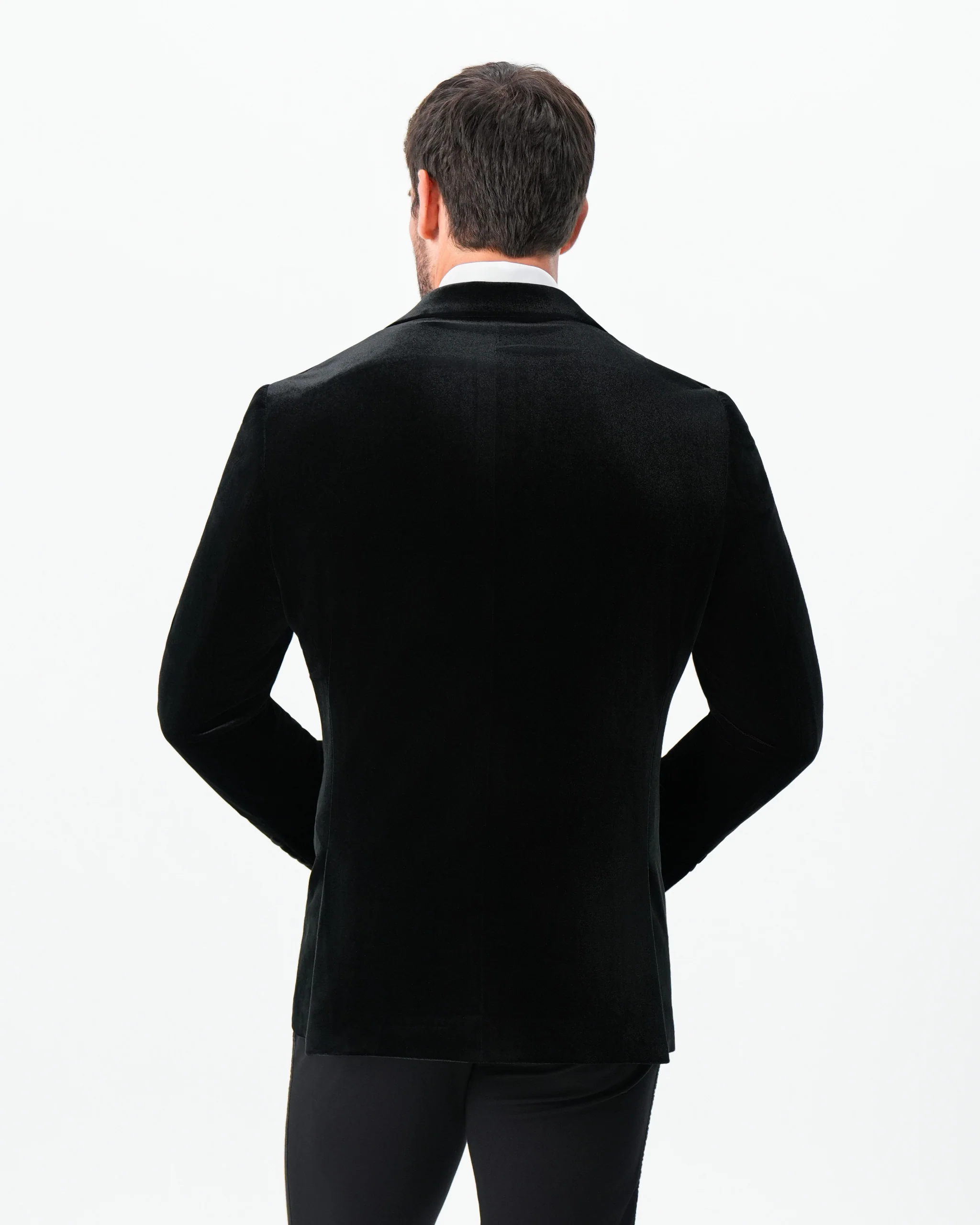 Tuxedo Jacket - Black Velvet with Peak Lapel - Image 4