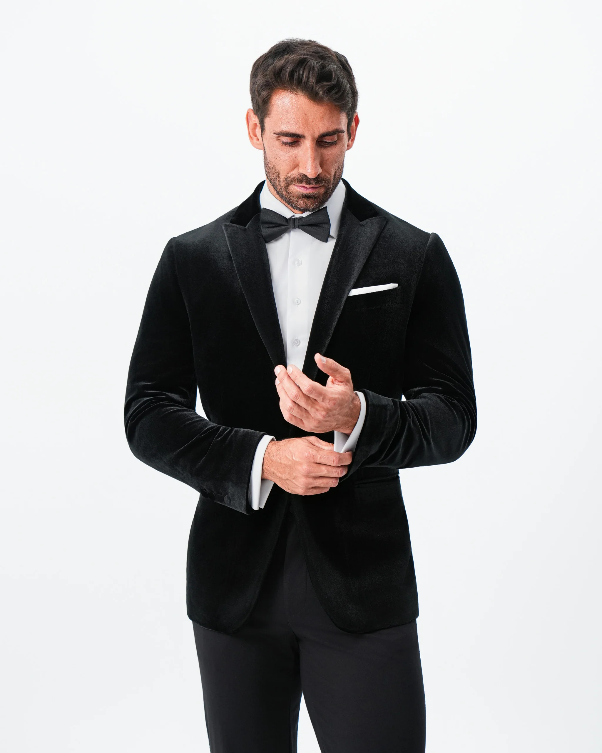 Tuxedo Jacket - Black Velvet with Peak Lapel - Image 7