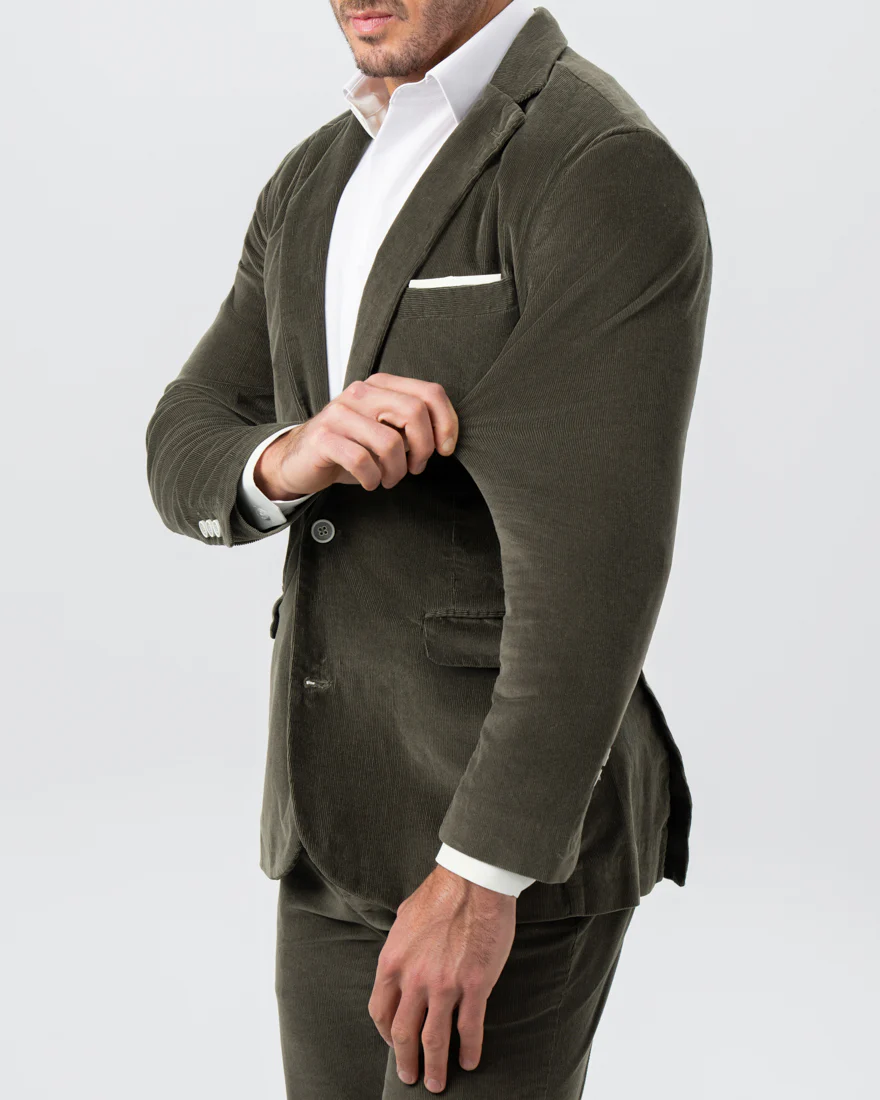 Unstructured Corduroy Blazer - Dark Olive - Image 2