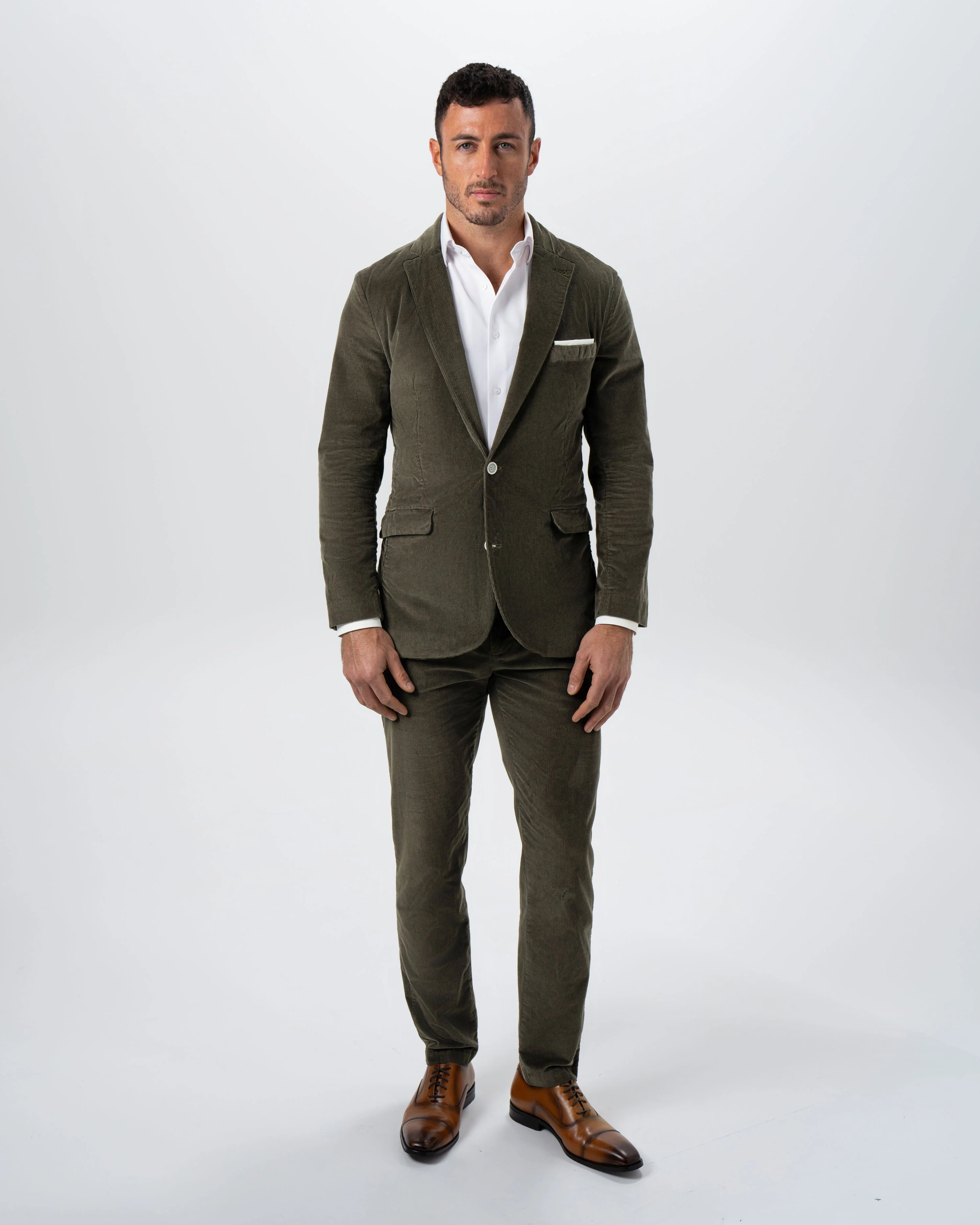 Unstructured Corduroy Blazer - Dark Olive - Image 5