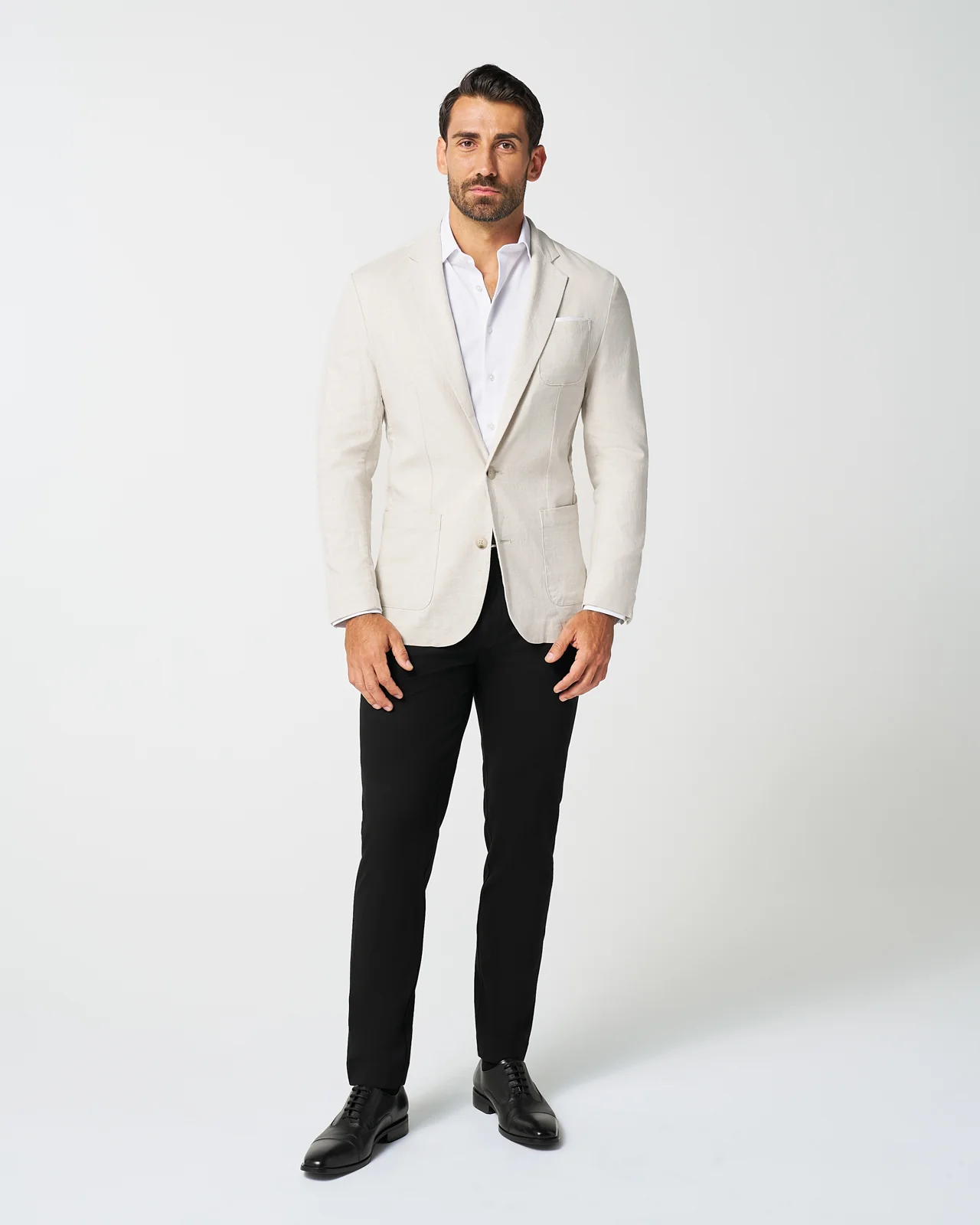 Unstructured Linen Blazer - Cream - Image 4