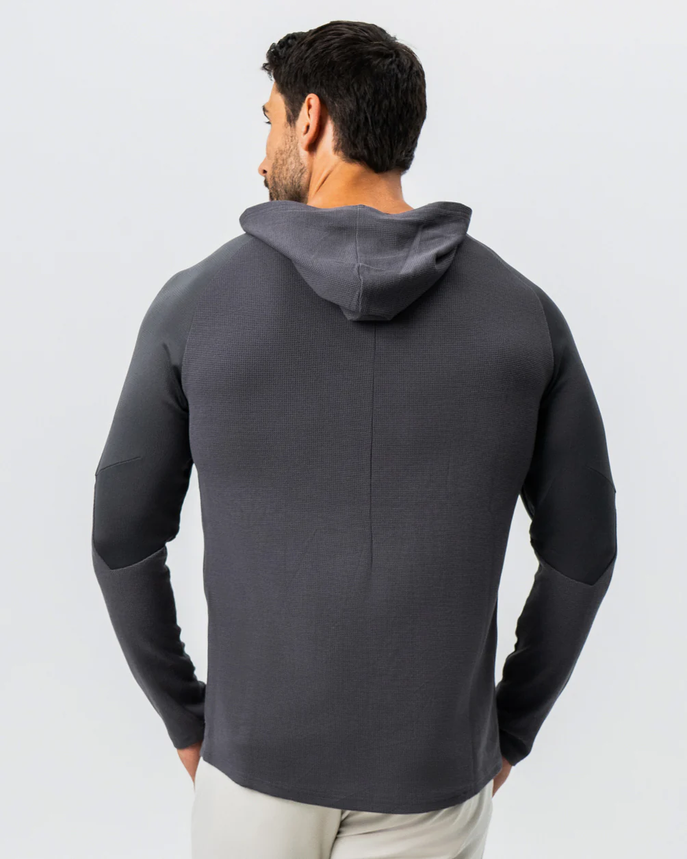 Waffle Knit Hoodie - Charcoal - Image 4