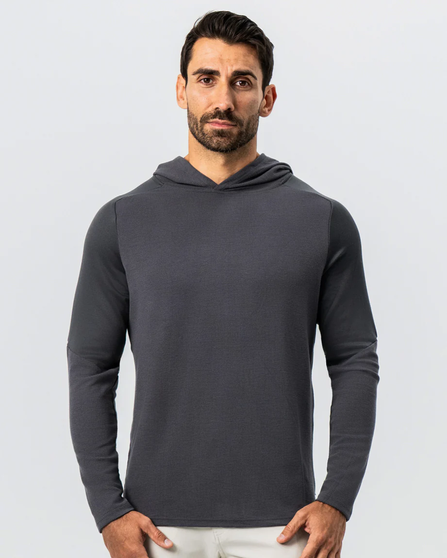 Waffle Knit Hoodie - Charcoal - Image 6
