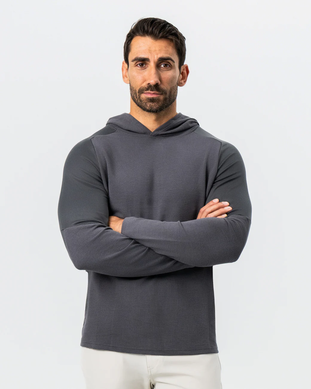 Waffle Knit Hoodie - Charcoal - Image 7
