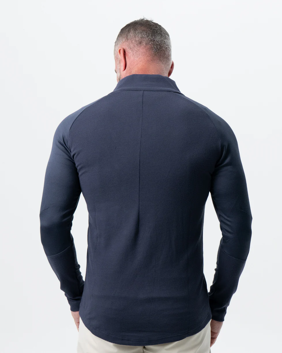 Waffle Knit Quarter Zip - Navy - Image 4